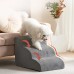 Fopetfy 2-in-1 Pet Stair and Ramp for Small and Large Pets, Foldable Non-Slip Steps, Lightweight and Durable